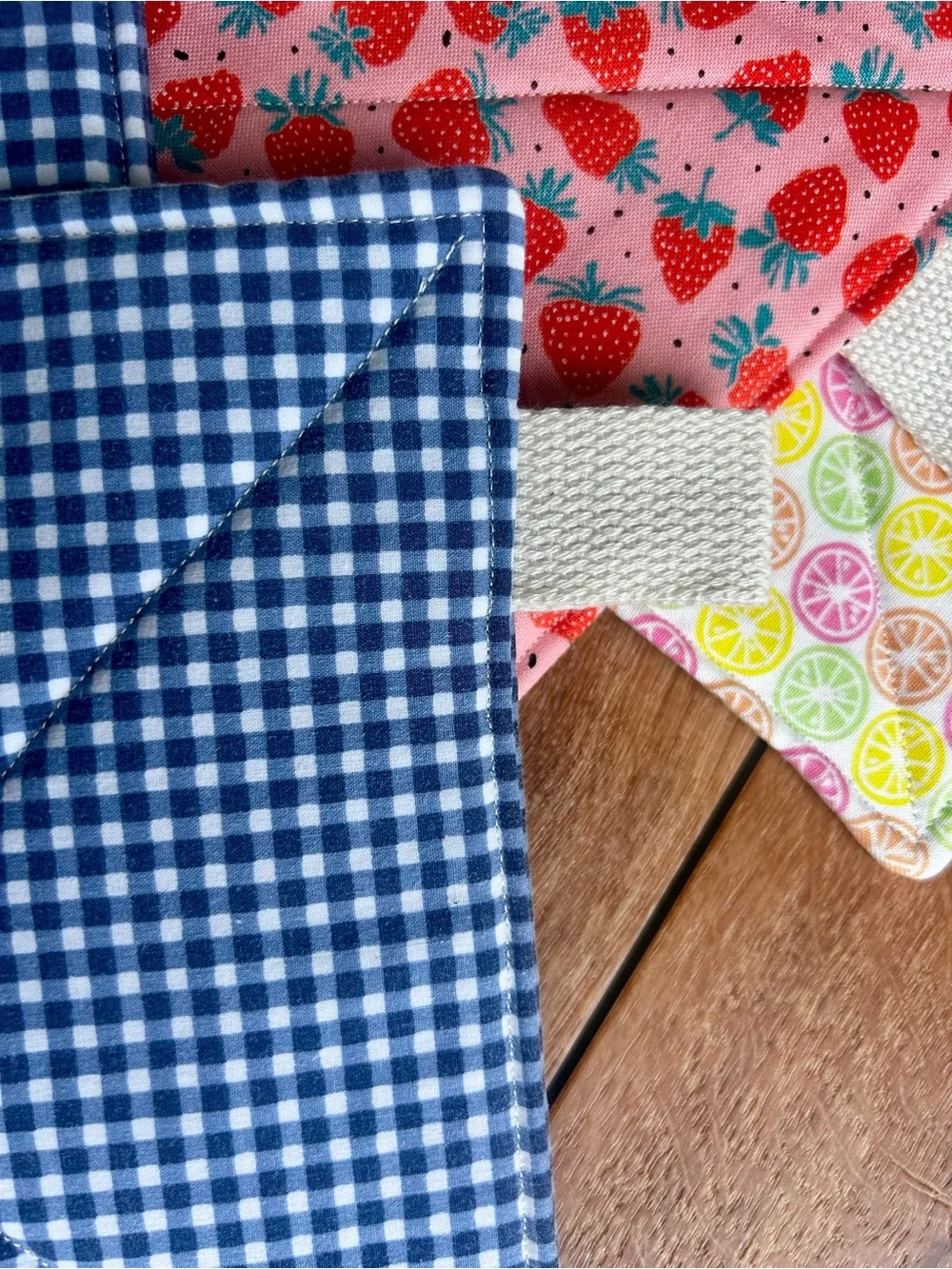 Potholder Set | Blue Gingham